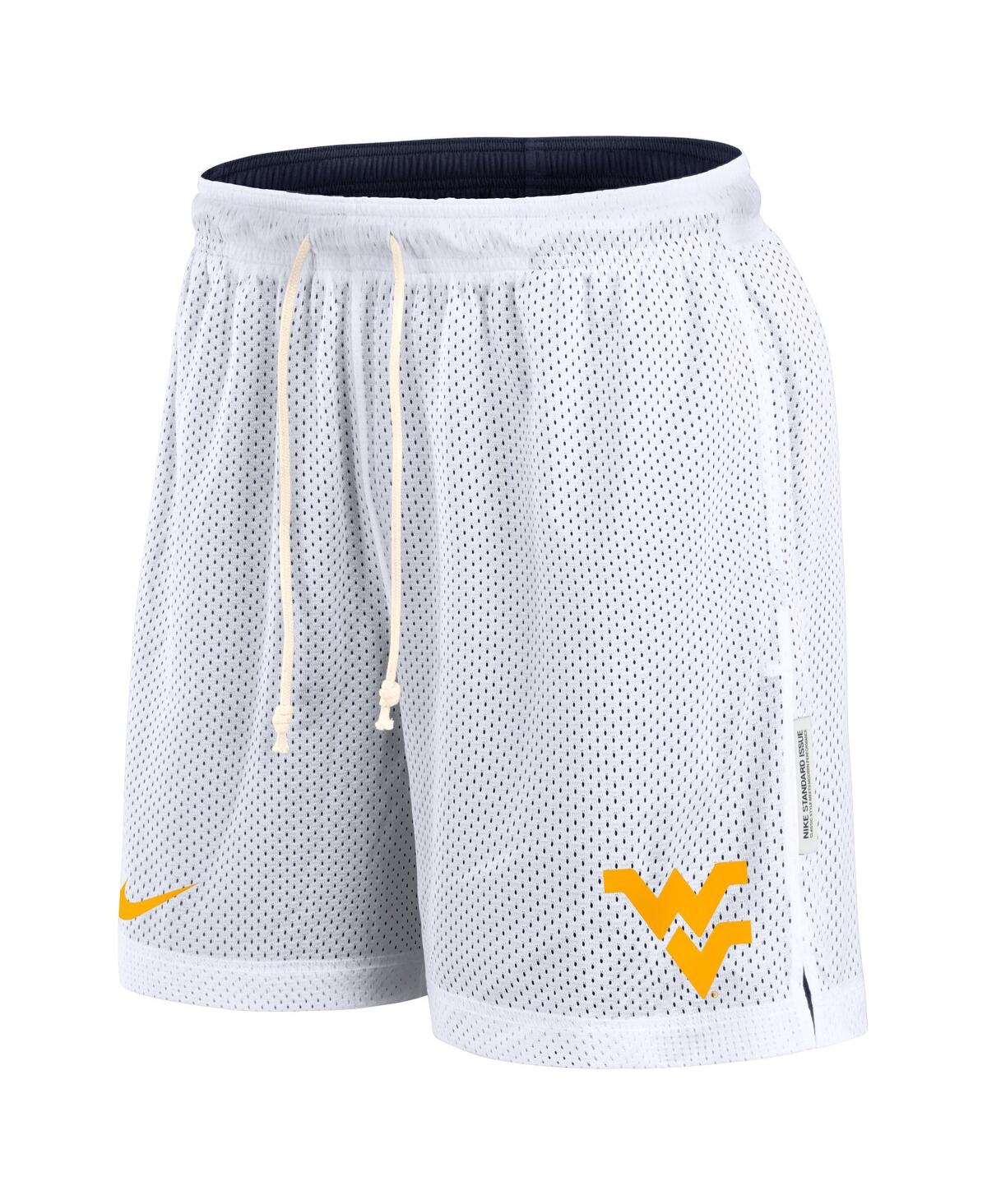 Nike Men's White/navy West Virginia Mountaineers Primetime Reversible Performance Shorts In White,navy