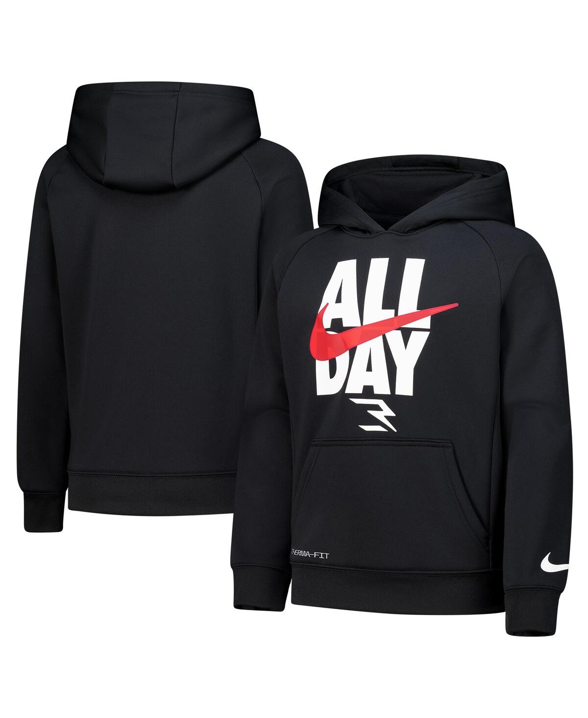 Nike 3brand By Russell Wilson Big Boys And Girls Black All Day Performance Raglan Pullover Hoodie In Black