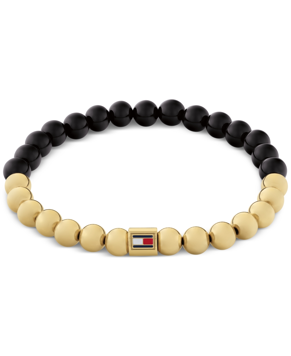 Tommy Hilfiger Gold-tone Colored Beaded Bracelet In Black,gold