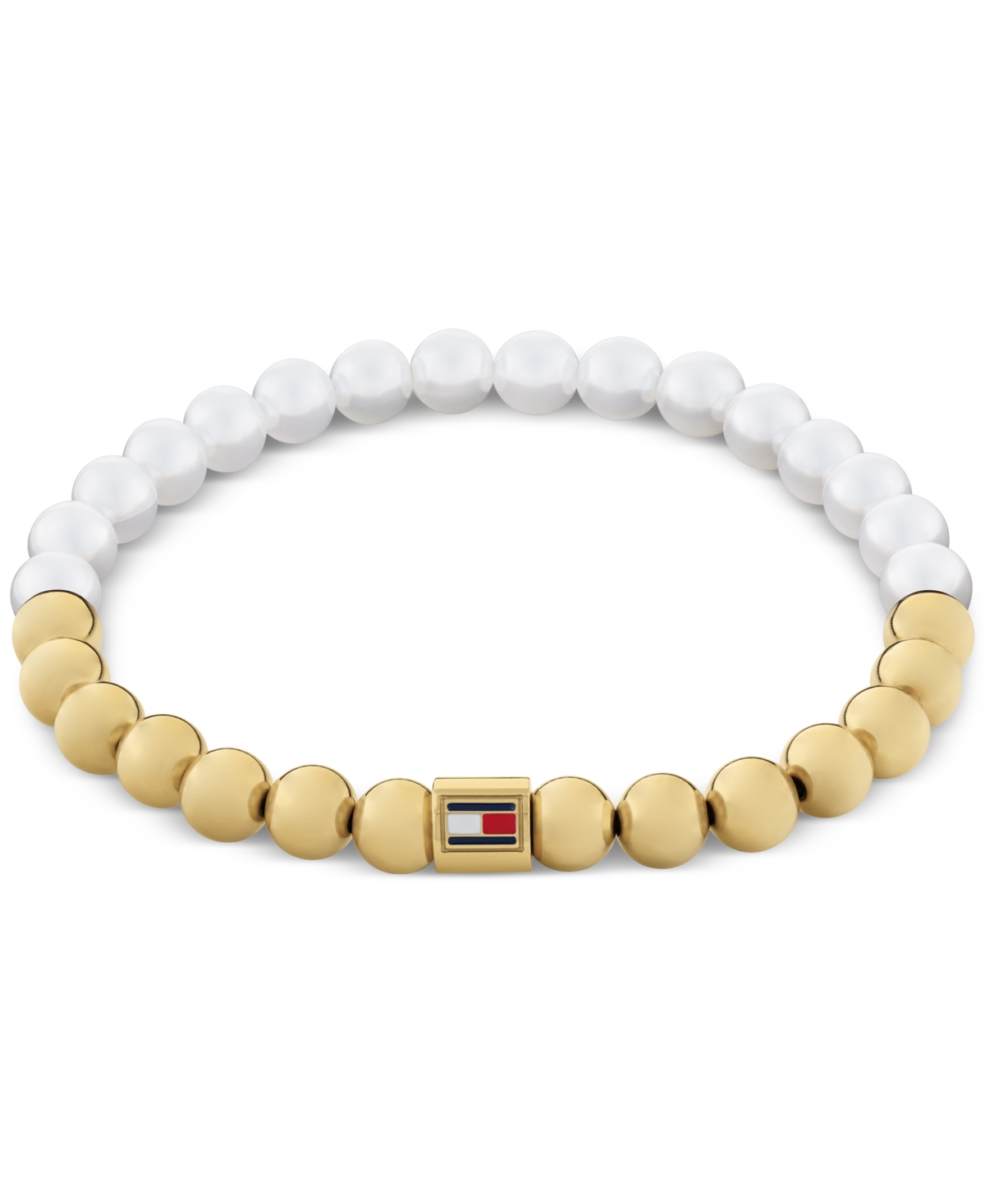 Gold-Tone colored Beaded Bracelet - Gold/White