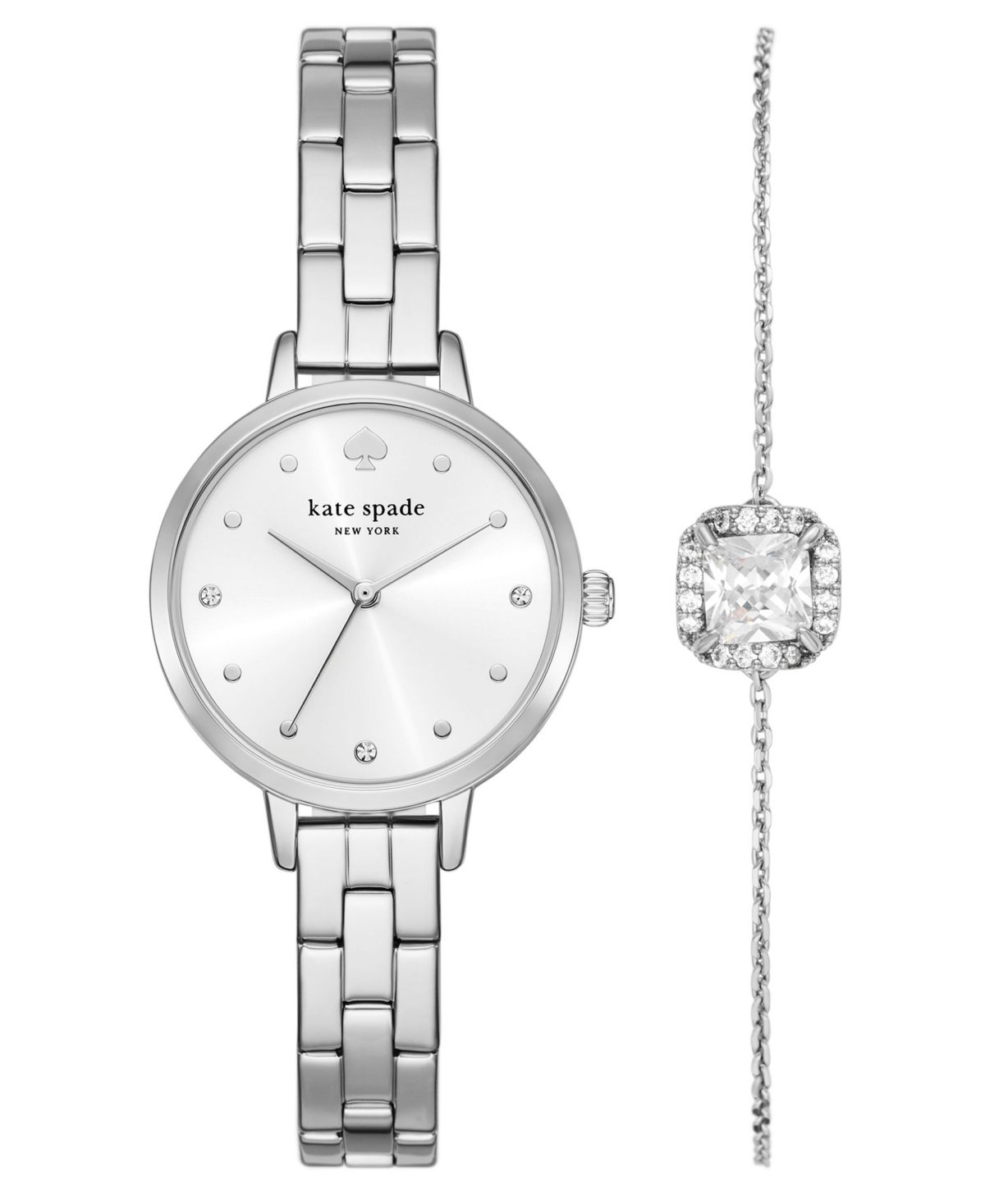 Women's Metro Three-Hand Silver-Tone Alloy Watch and Bracelet Set, 30mm - Silver-tone