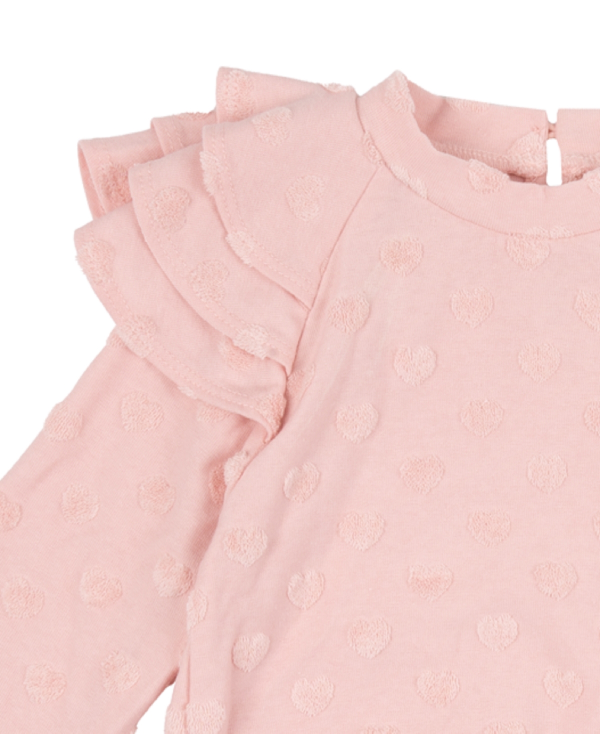 Rare Editions French Terry Ruffle Top & Joggers Set In Blush