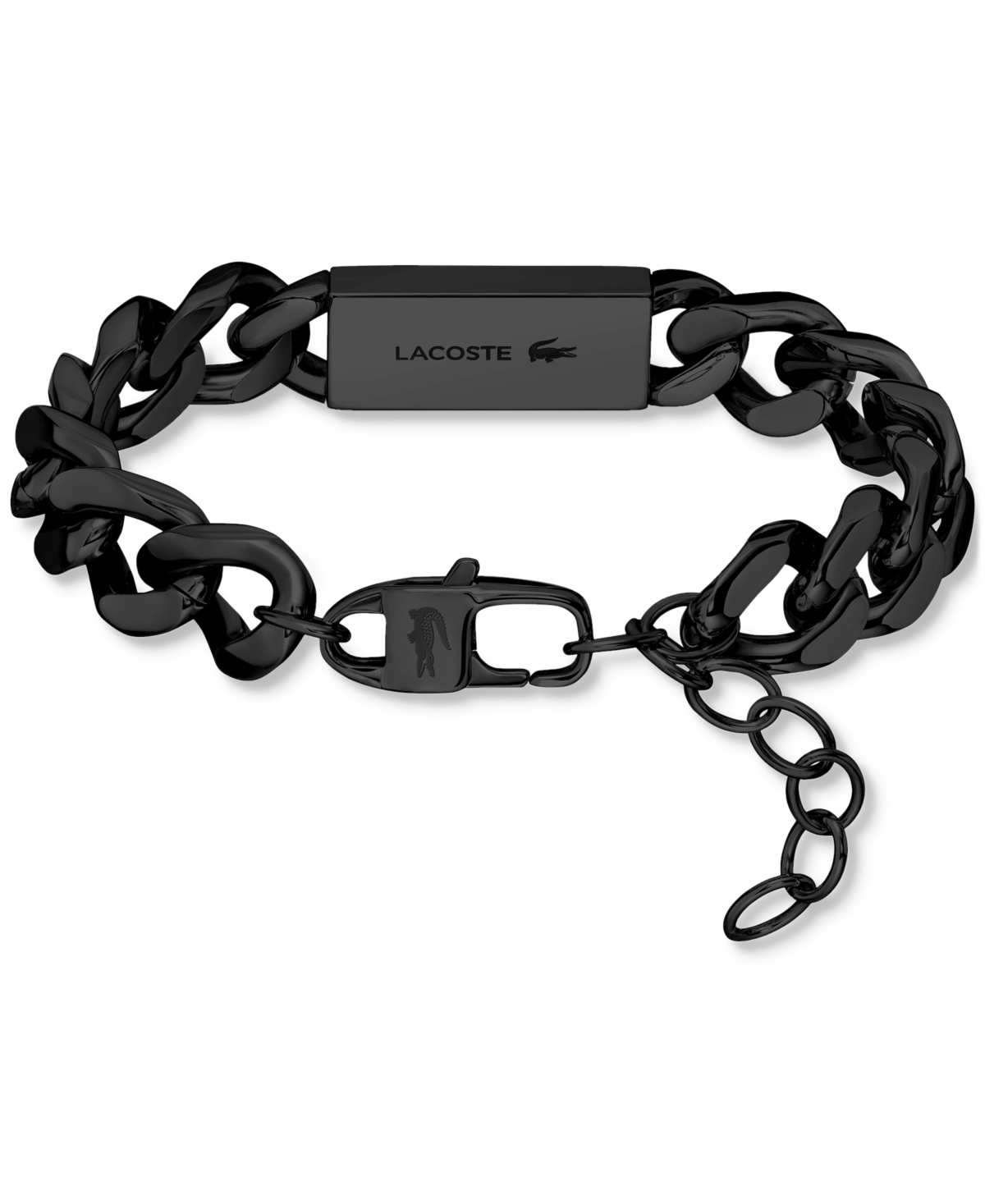 Lacoste Stainless Steel Backhand Chain Bracelet In Black
