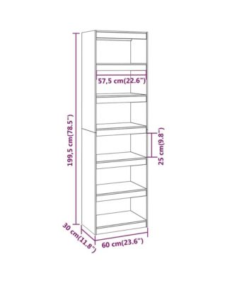 Book Cabinet/Room Divider White 23.6"x11.8"x78.5" Solid Wood Pine
