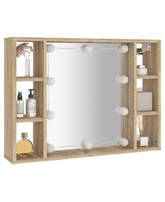 Mirror Cabinet with LED Sonoma Oak 29.9"x5.9"x21.7"