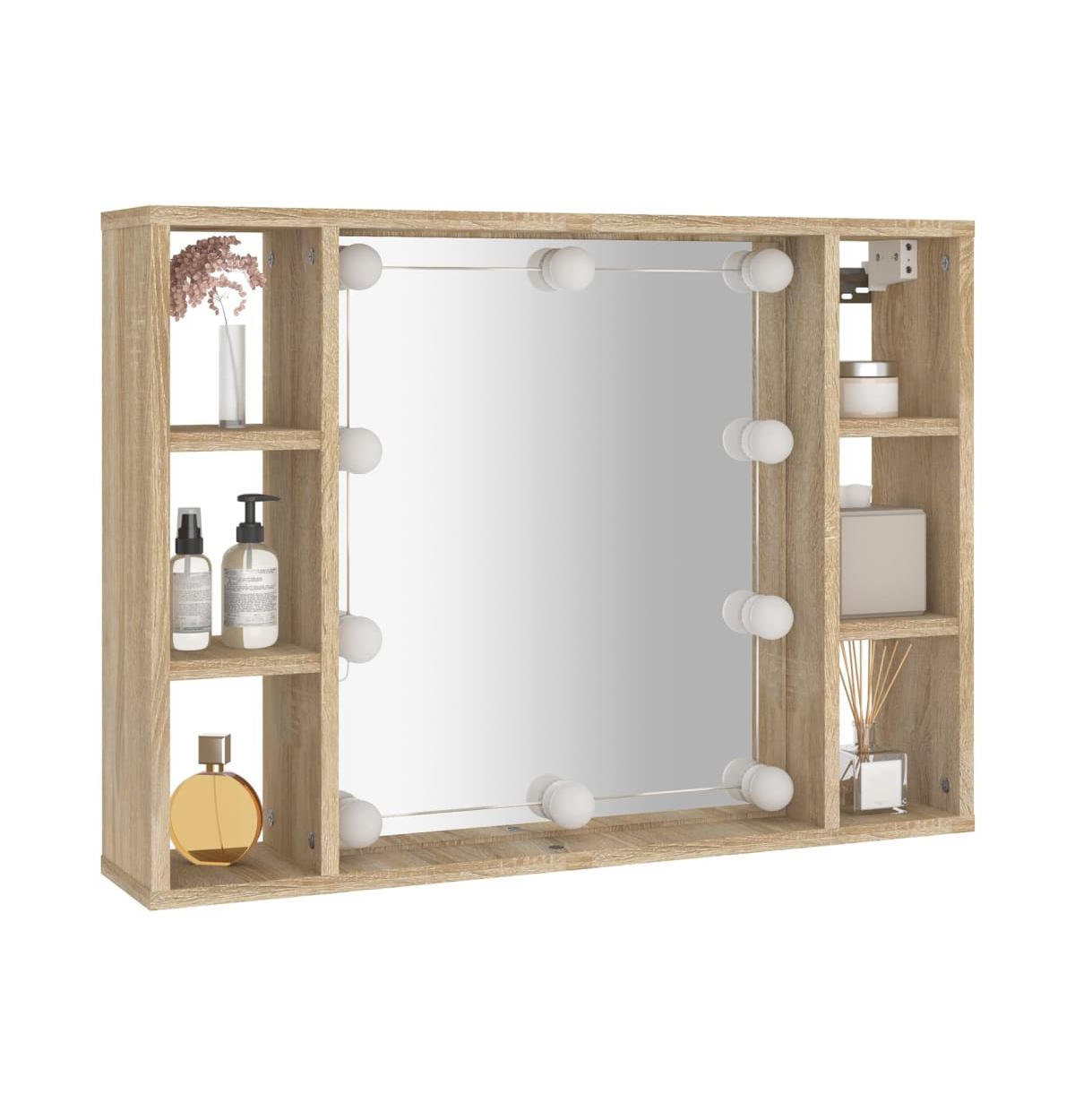 Mirror Cabinet with Led Sonoma Oak 29.9"x5.9"x21.7"