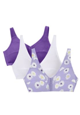 Women's 3-Pack Front-Close Cotton Wireless Bra