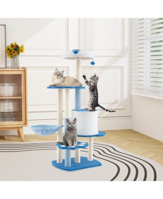 54'' Cat Tree Tower w/ Sisal Scratching Posts Bell Cat Perch Cat Condo