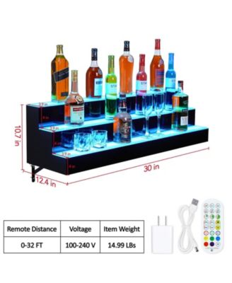 40-Inch Acrylic LED Wine Display Rack - Remote Control, App-Controlled, Modern Design, 3-Tier Shelf, and Home Bar Accessories