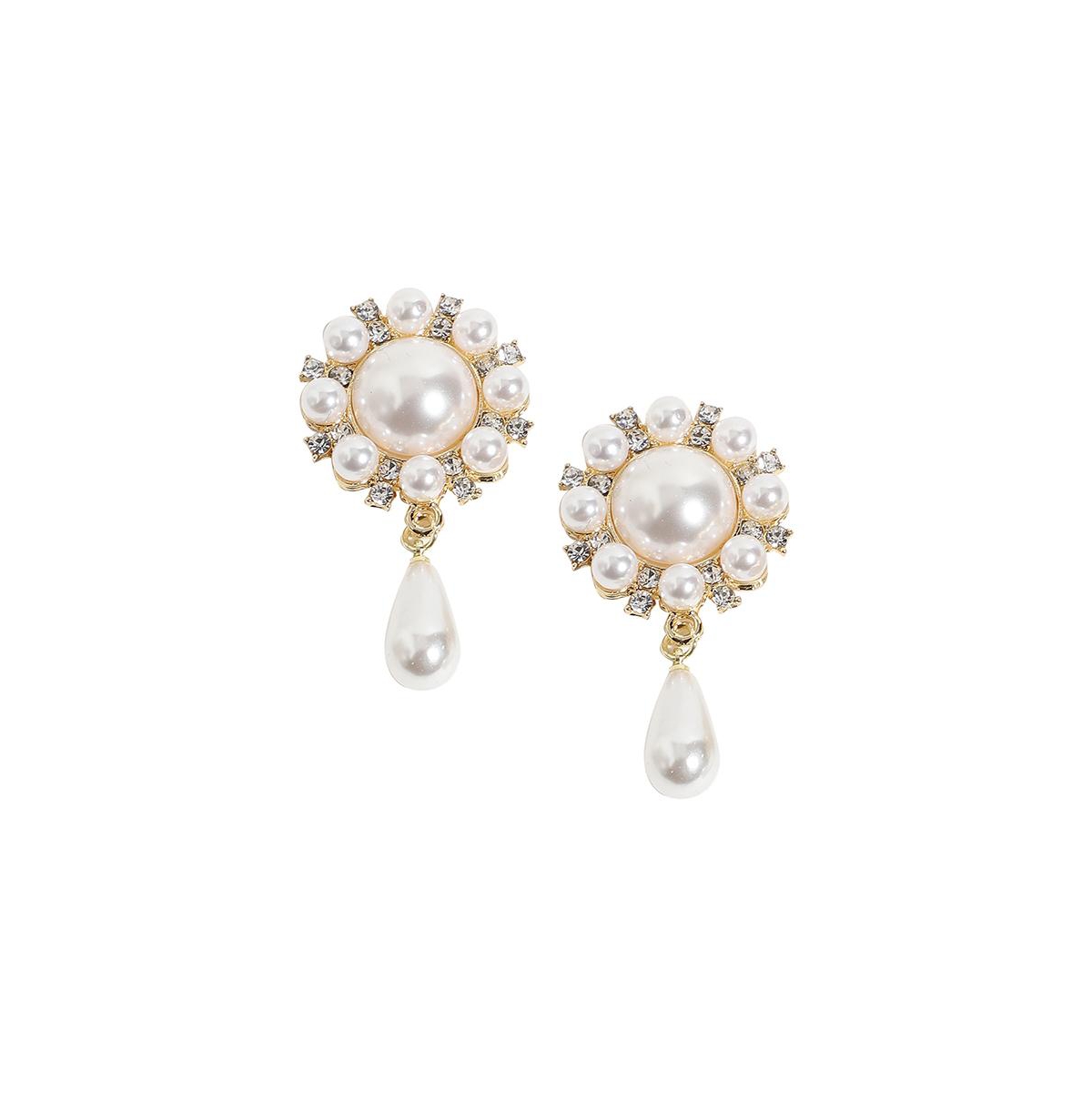 Sohi Party Drop Earrings In White