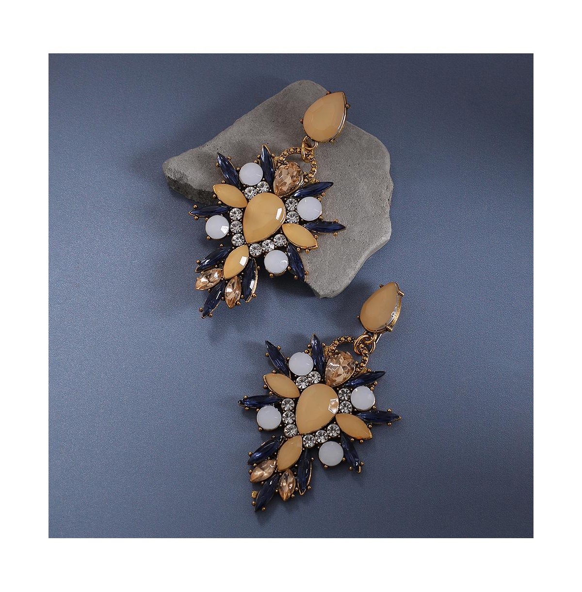 Sohi Crystal Drop Earrings In Yellow