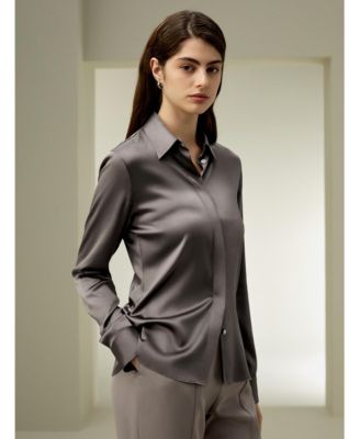 Women's Elegant Silhouette Silk Shirt