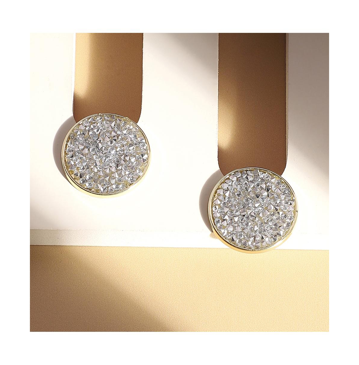 Sohi Embellished Cluster Circular Stud Earrings In Silver