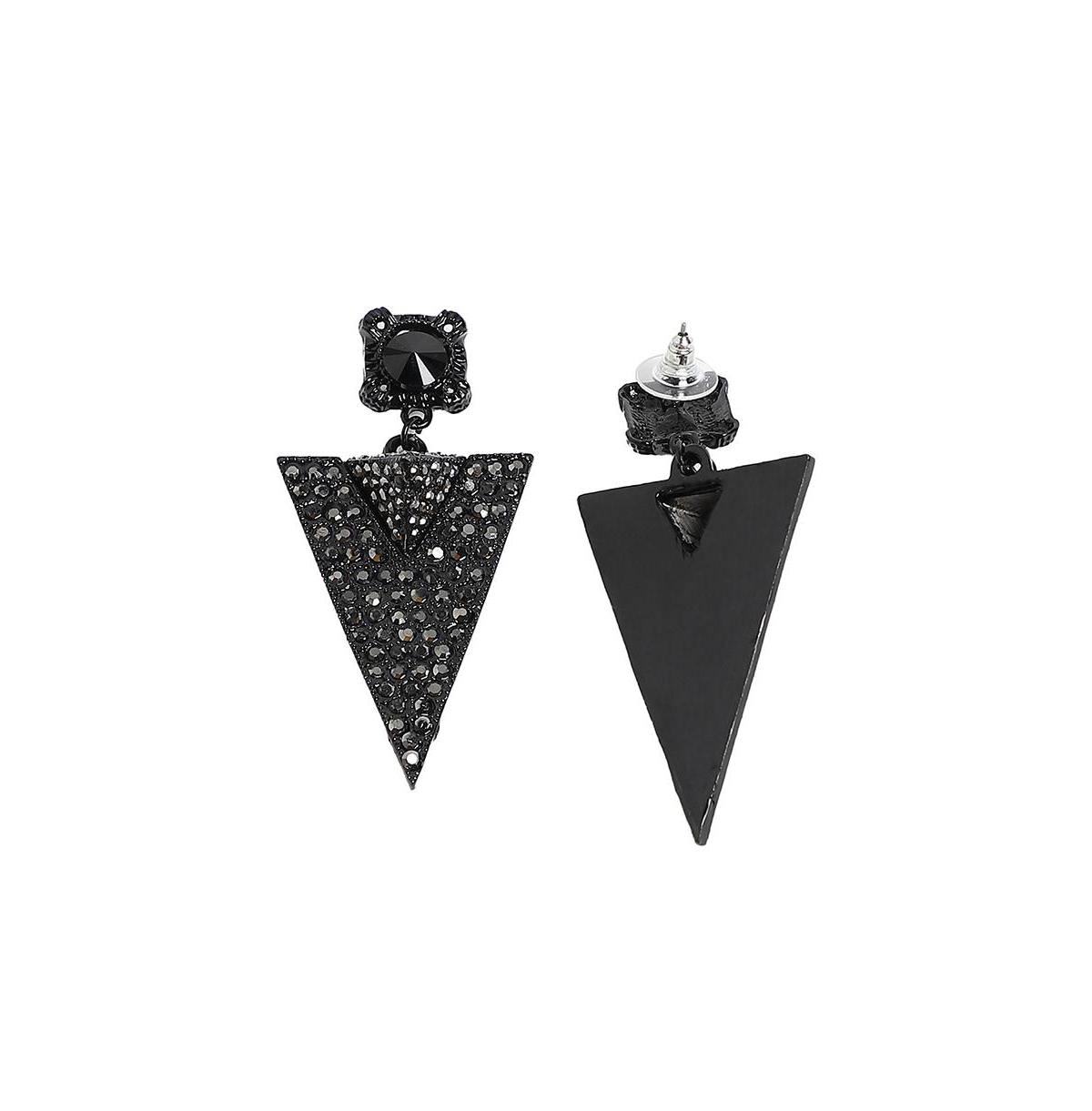 Sohi Embellished Triangle Drop Earrings In Black