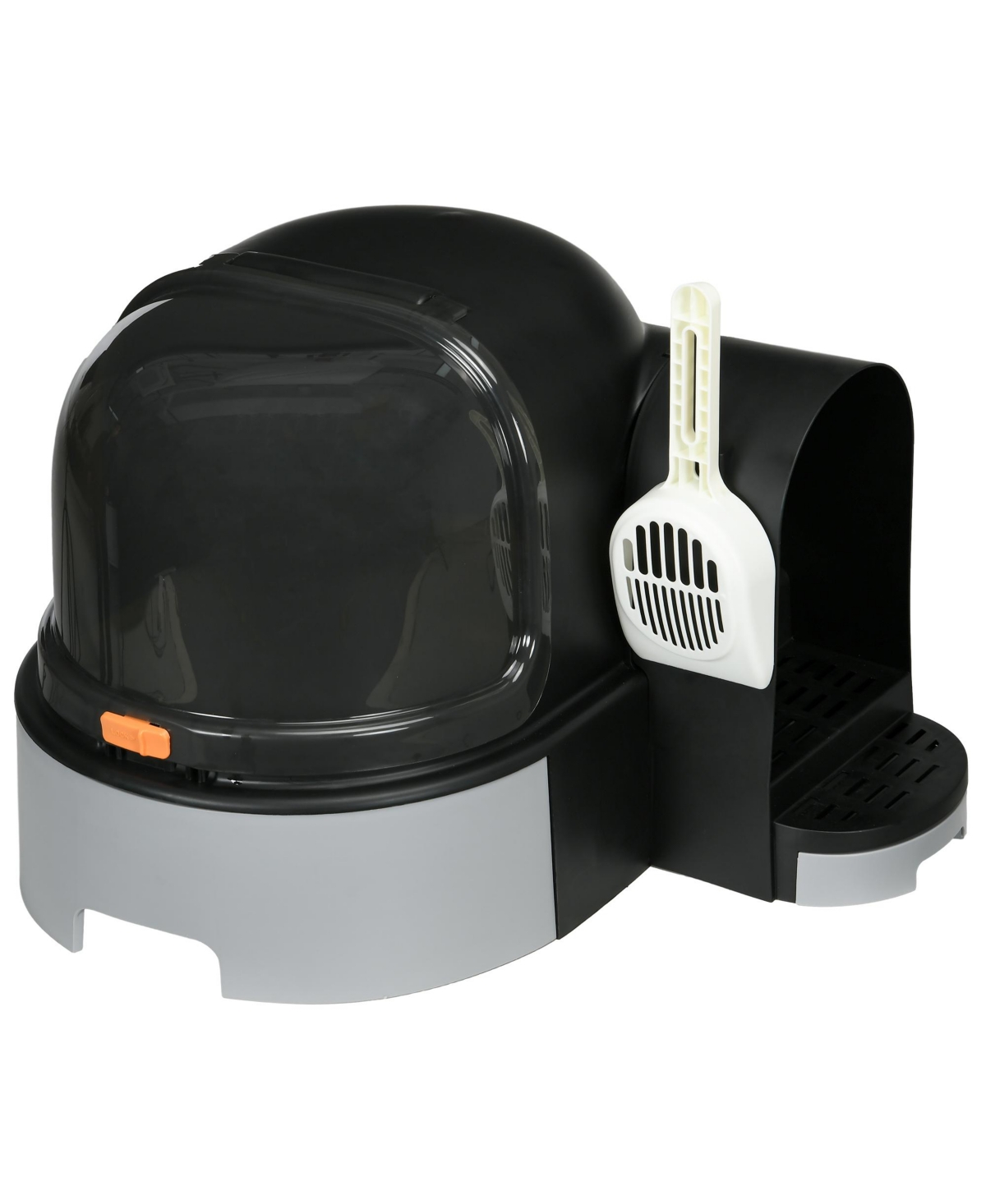Cat Litter Box, Easy to Clean & Open with Scoop, - Gray