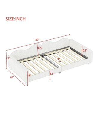 Upholstered Daybed, Sherpa Fabric Sofabed with Cloud-Shaped Backrest, No Box-spring Needed, White