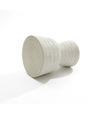 Outdoor and Indoor Round Spiral Pattern Side Table, Off White