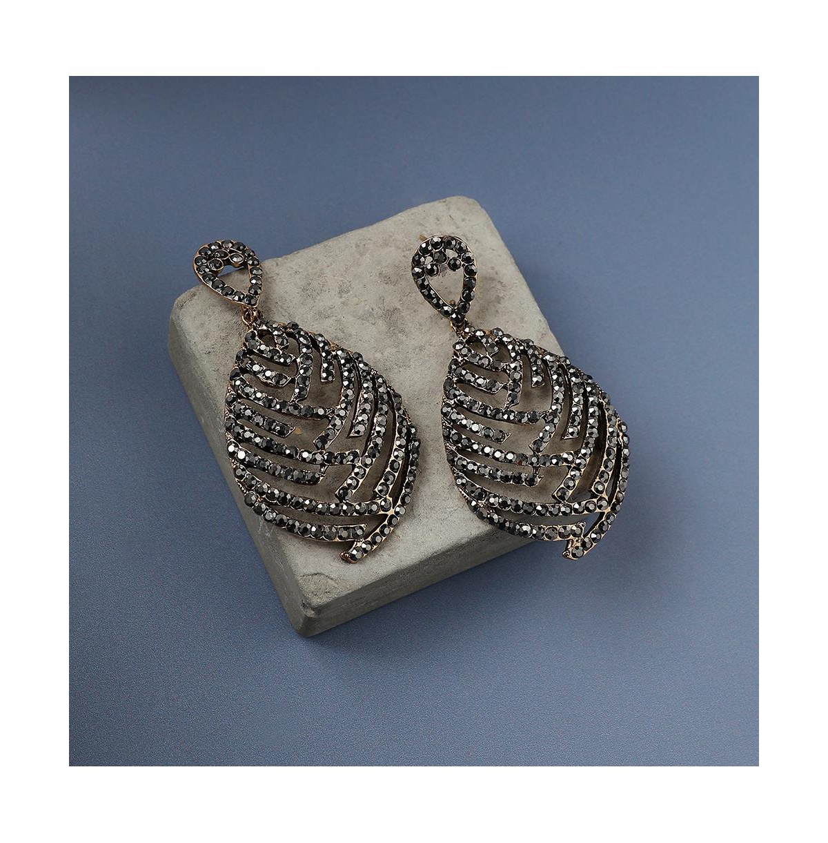 Sohi Embellished Overlay Teardrop Earrings In Silver