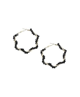 Beaded Twist Hoop Earrrings