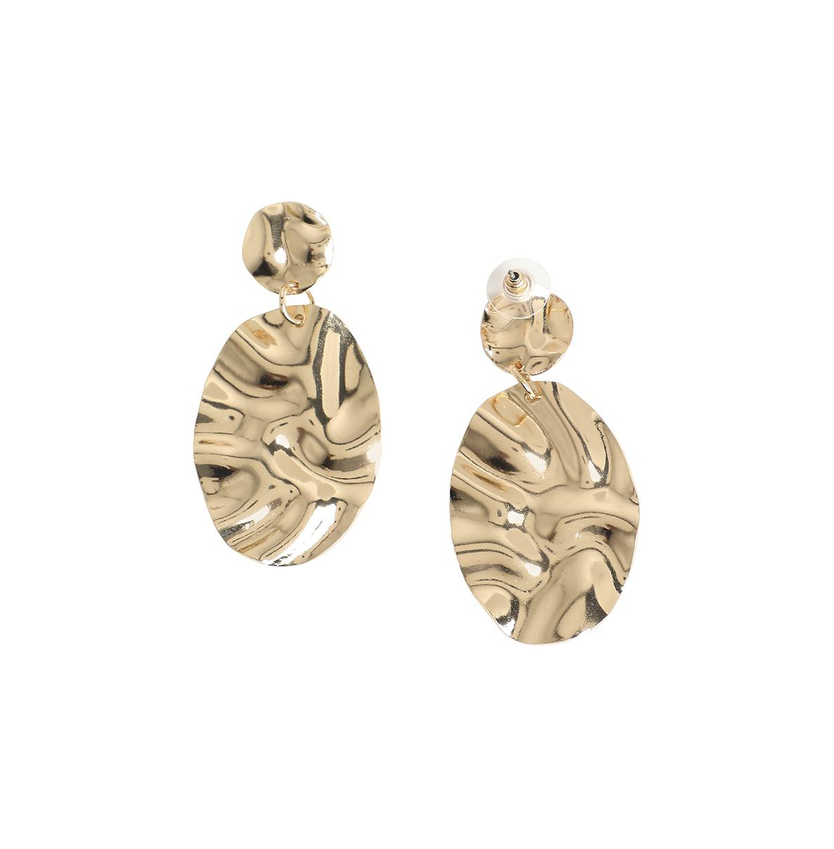 Dented Oval Drop Earrings