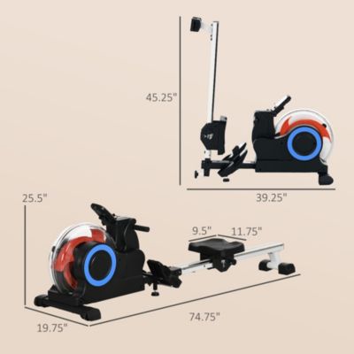 Foldable Water Rowing Machine with Wheels for Home Gym,