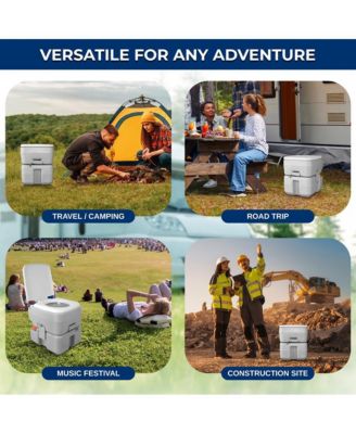 Portable Outdoor Toilet With 5.3 Gal Tank & Easy Clean Flush