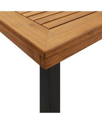 Garden Table Natural wood Solid acacia wood and powder-coated metal