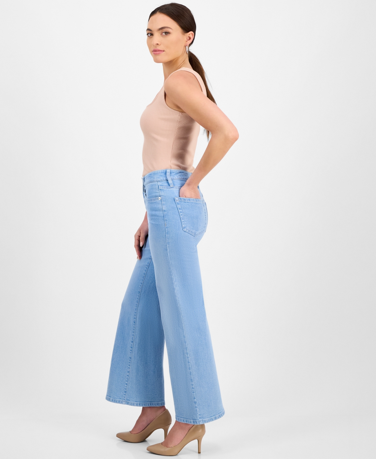 Inc International Concepts Petite High-rise Flare Jeans, Exclusively At Macy's In Light Indigo