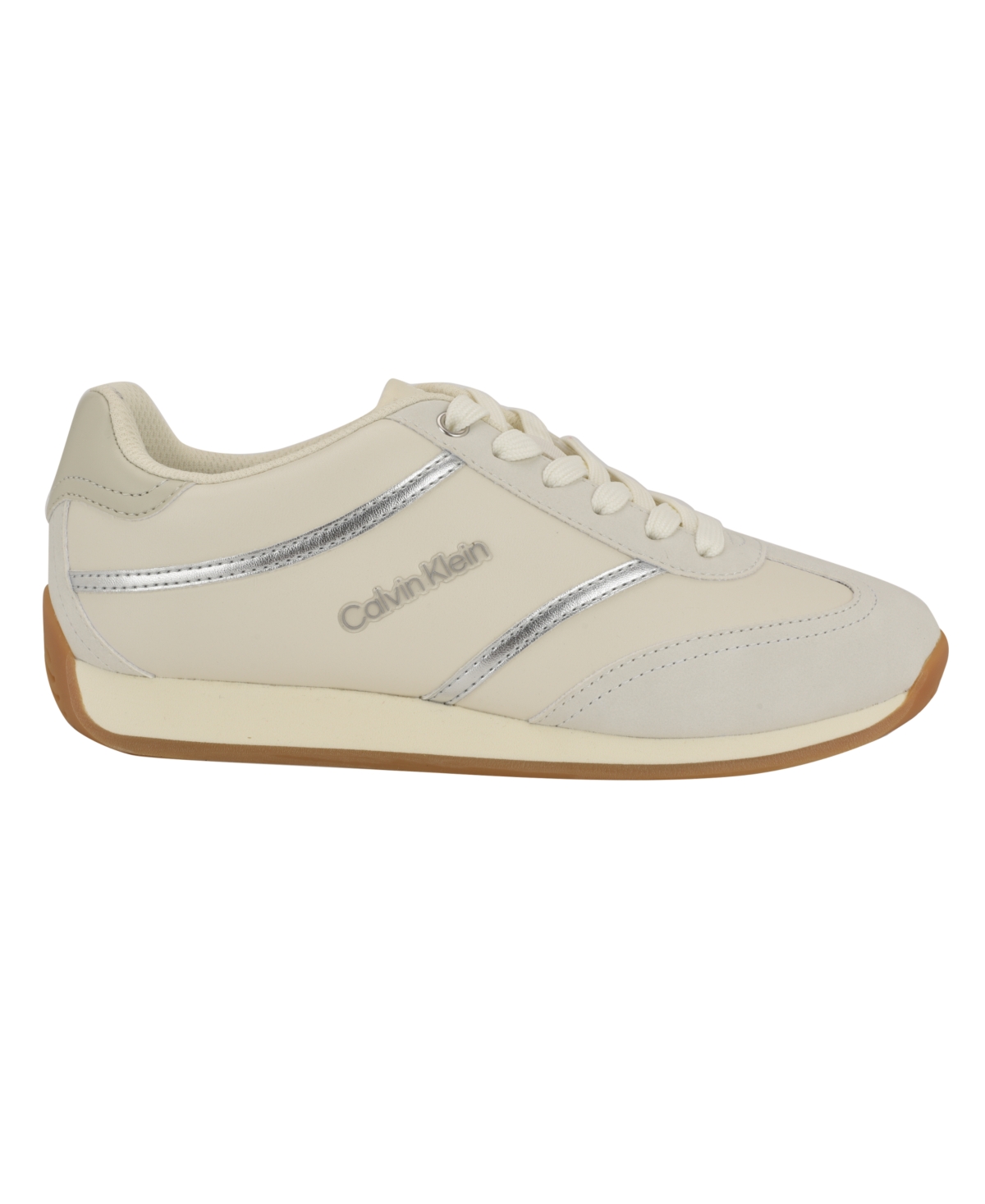 Calvin Klein Women's Avyenna Retro Lace-up Sneakers In Ivory,silver