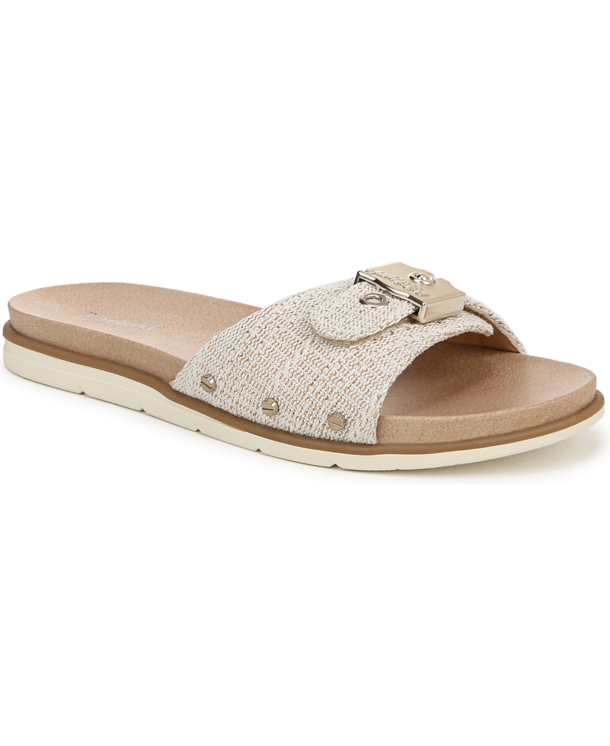 Shop Dr. Scholl's Women's Nice Iconic Slide Sandals In Light Gold Fabric