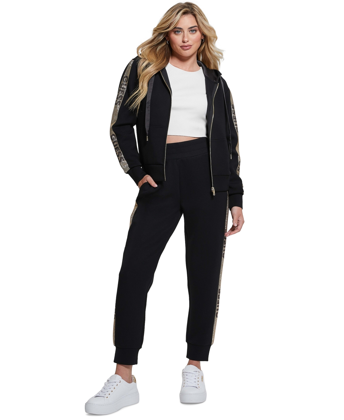 Women's Studded Logo Jogger Pants - Jet Black A996