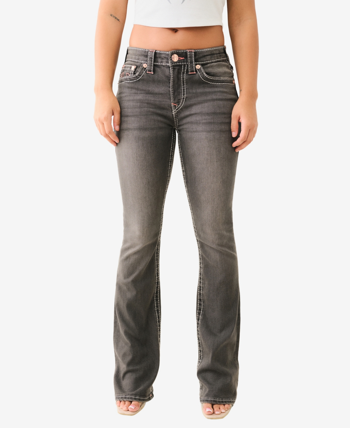 Women's Becca Mid Rise Big T Bootcut Jeans - Black