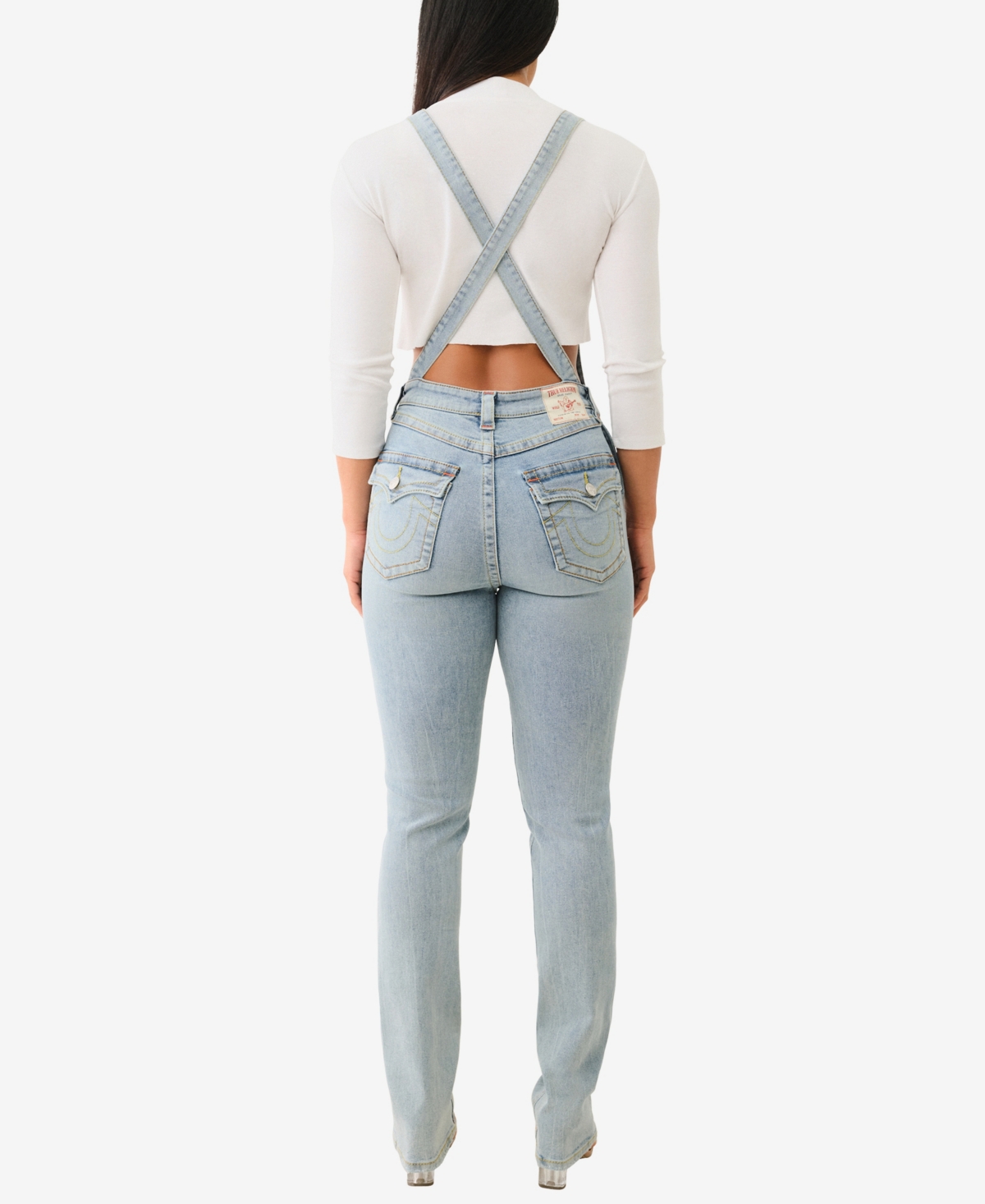 TRUE RELIGION WOMEN'S STRAIGHT BIG T OVERALL JEANS 