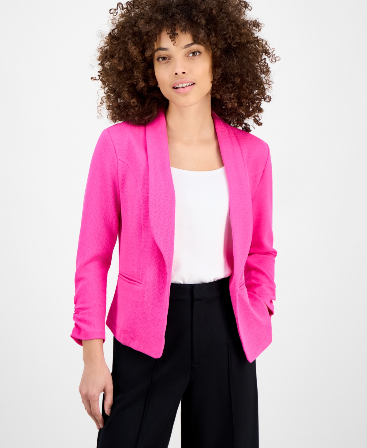 Bar Iii Petite 3/4-sleeve Shawl-collar Blazer, Created For Macy's In Pinkadelic