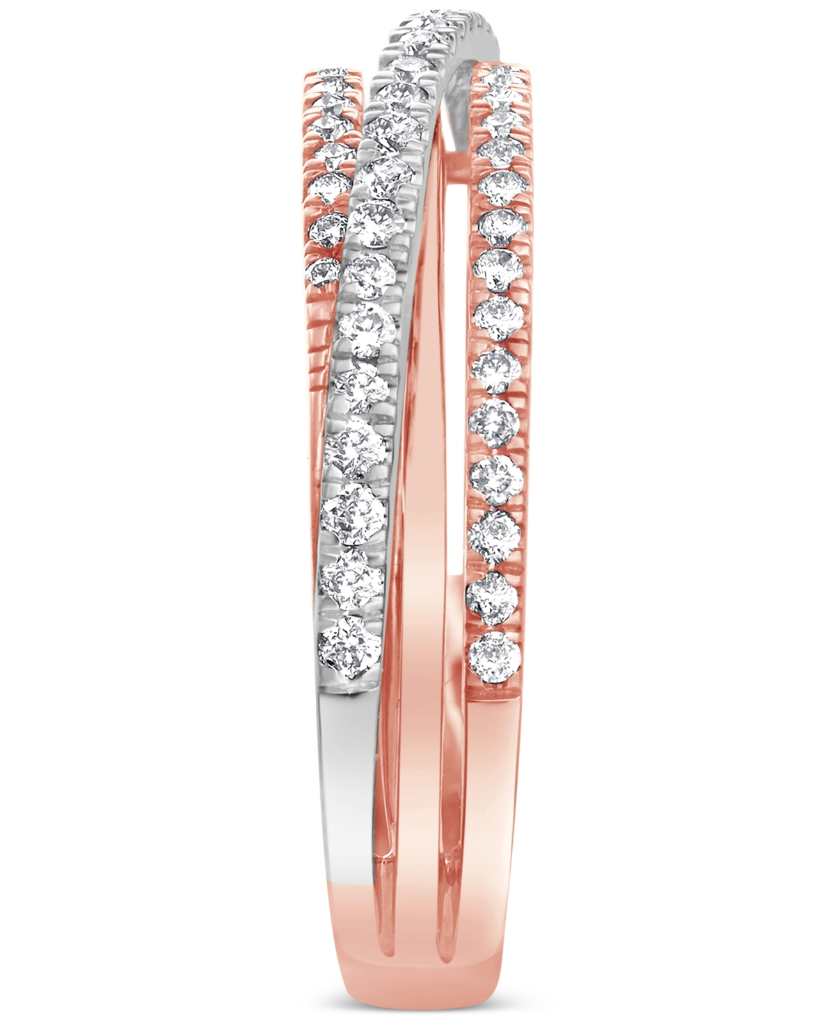 Macy's Diamond Triple Row Crossover Ring (3/8 Ct. T.w.) In 14k Two-tone Gold In Two-tone Gold