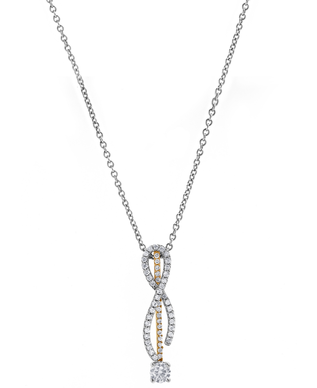 MACY'S DIAMOND RIBBON INSPIRED 18" PENDANT NECKLACE (1/2 CT. T.W.) IN 14K TWO-TONE GOLD 