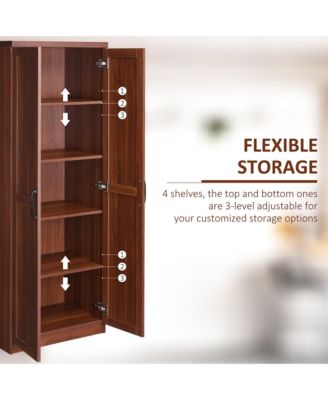 63" Kitchen Pantry, Storage Cabinet with 2 Doors, Adjustable Shelves