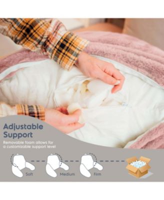 Faux Fur Supportive Backrest Reading Pillow for Adults & Kids - Blue