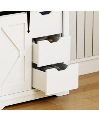 Bathroom Floor Cabinet - Rustic Storage Cabinet with Sliding Barn Door Storage Cabinet with 3 Storage Drawers & Open Shelf Solid Cabinet for Bathroom Kitchen Living Room Bedroom