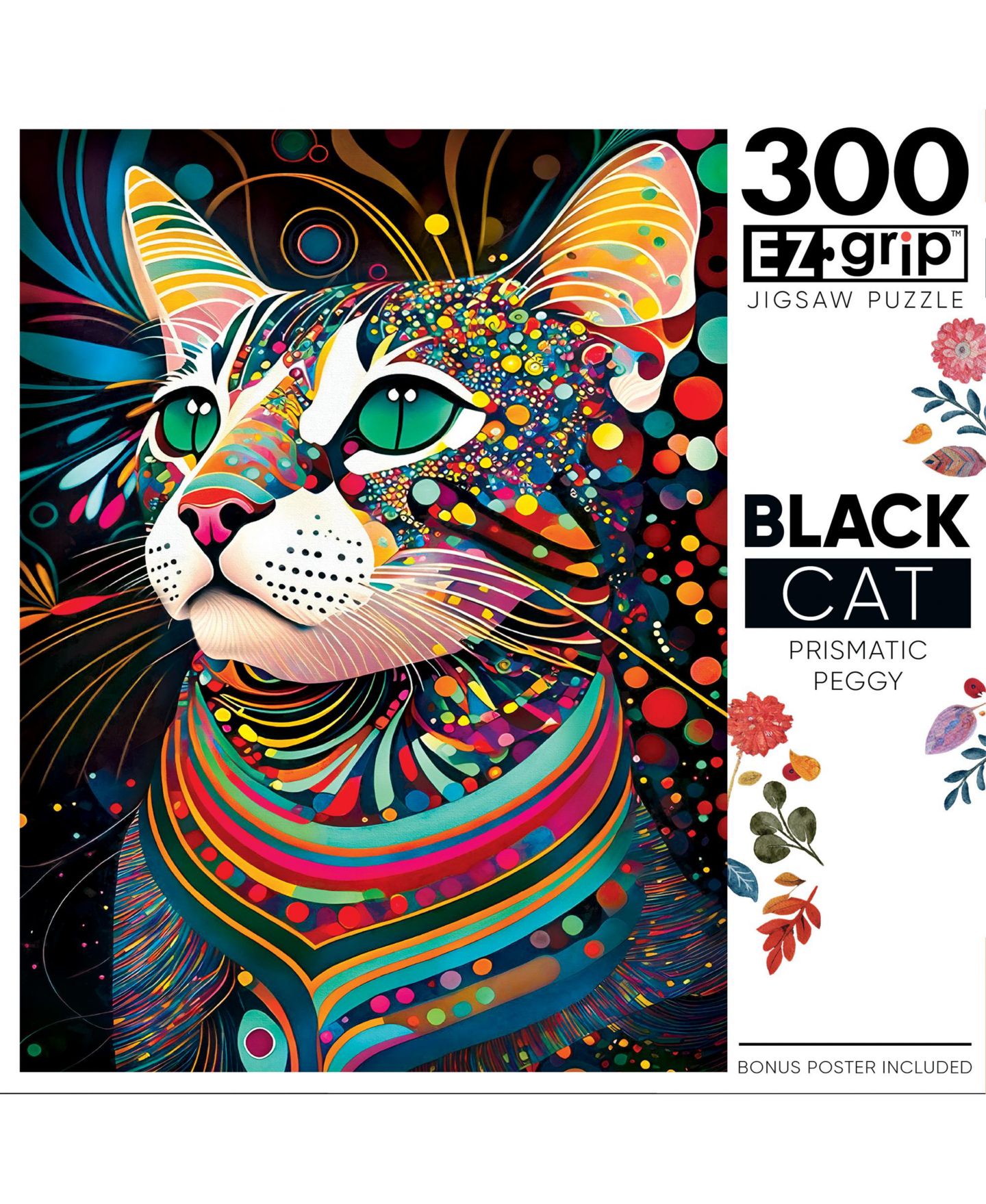 Детский пазл MasterPieces Puzzles Prismatic Peggy Black Cat 300-Piece Easy-to-Grip Jigsaw Puzzle, Ages 11+ — фото 1