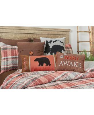 Bearly Awake Embroidered Thanksgiving Accent Throw Pillow, 12" x 16"