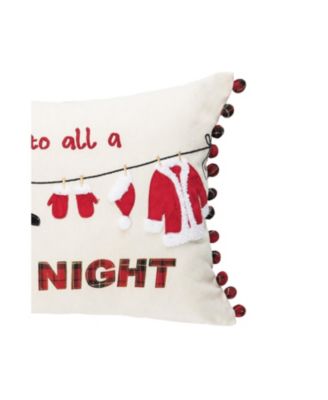 Christmas Clothesline Embroidered Throw Pillow, 14" x 22"