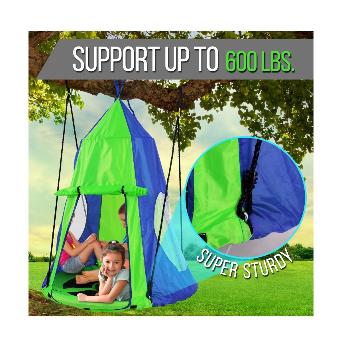 SereneLife Kids Tree Swing Tent with Detachable Play Tent & Rope Kit