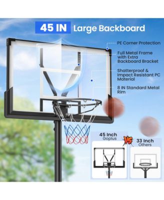 Basketball Hoop Outdoor System with 45 Inch Shatterproof PC Backboard Wheels