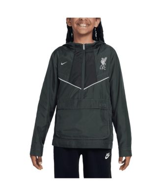 Nike - Big Boys and Girls Black Liverpool Amplify Windrunner Anorak Half-Zip Hoodie Jacket