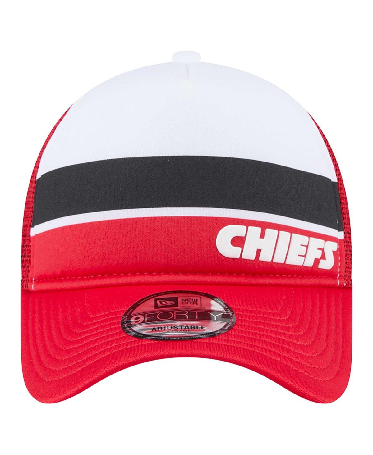 New Era Men's White/red Kansas City Chiefs Sport Night Color Block 9forty A-frame Trucker Adjustable Hat In White,red