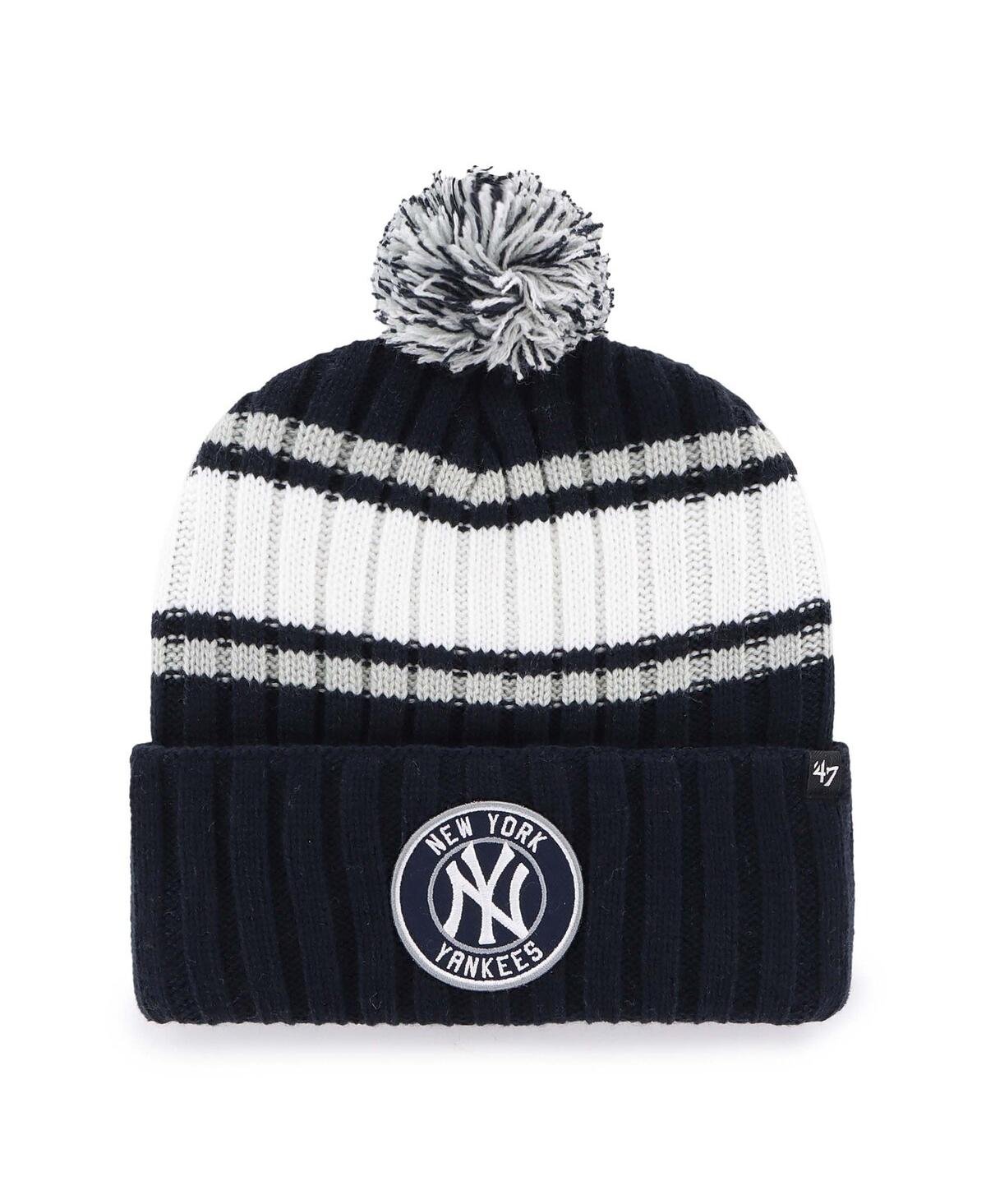 47 Brand Men's Navy New York Yankees Plateau Cuffed Knit Hat With Pom In Navy