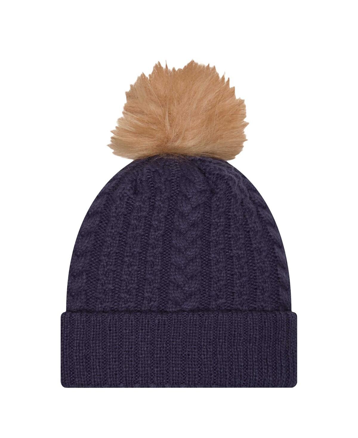 New Era Women's Navy Virginia Cavaliers Luxury Cuffed Knit Hat With Pom In Navy
