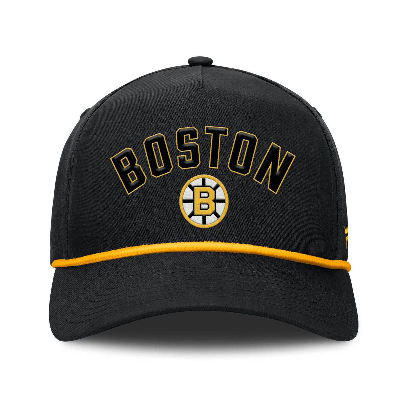 Мужская кепка Fanatics Black Boston Bruins Decades Collection A-Frame Rope Adjustable Hat — фото 4