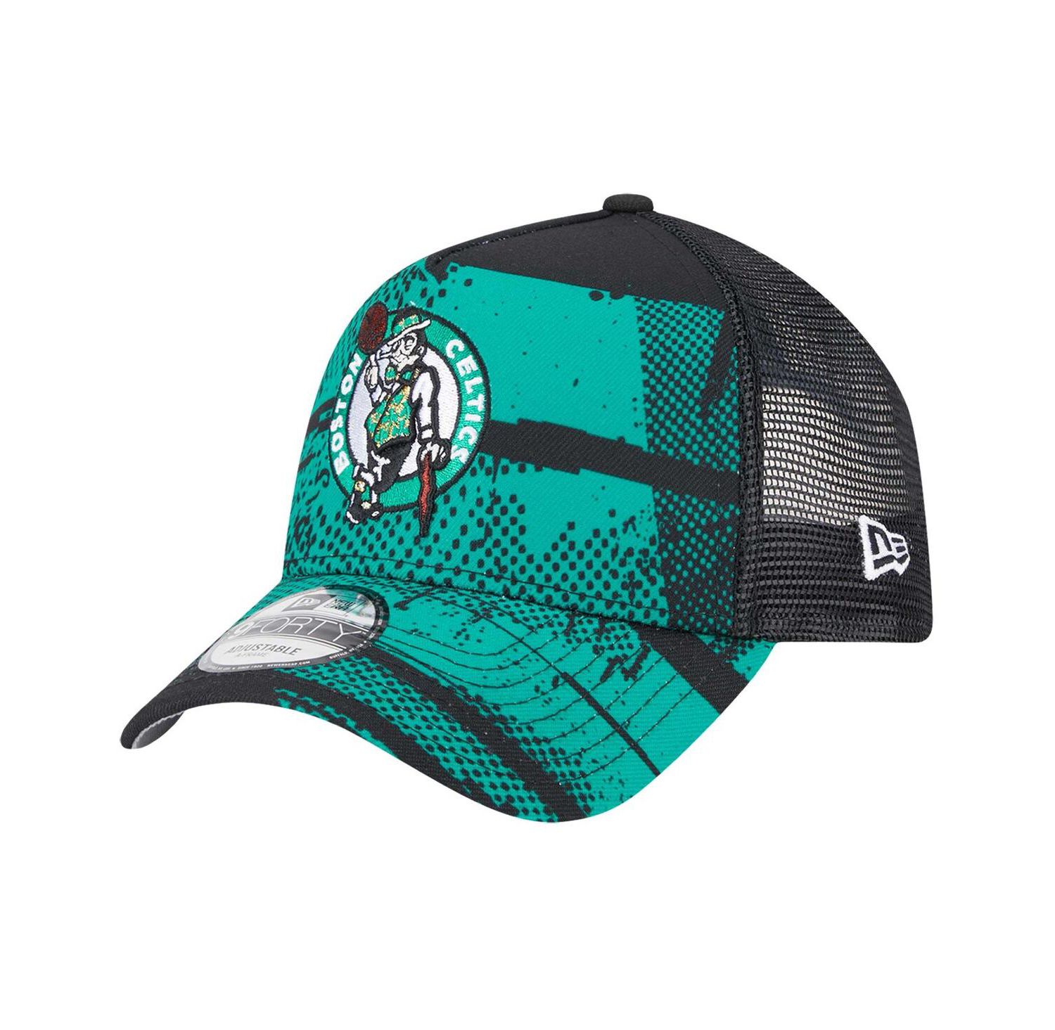 Men's Black/Kelly Green Boston Celtics Tip Off A-Frame Trucker 9FORTY Adjustable Hat